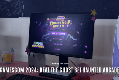 Ein Bildschirm mit dem Startbild des Spiels Haunted Arcade